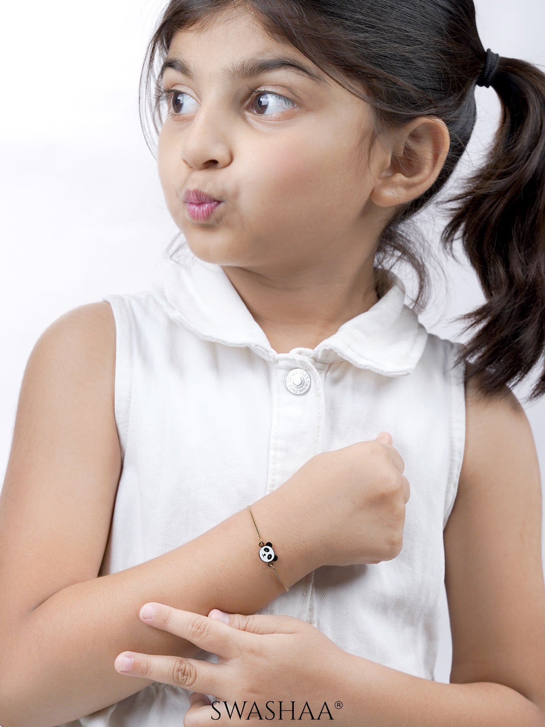 Cuddly Panda Charm 18K Gold Plated Kid's Loose Bracelet