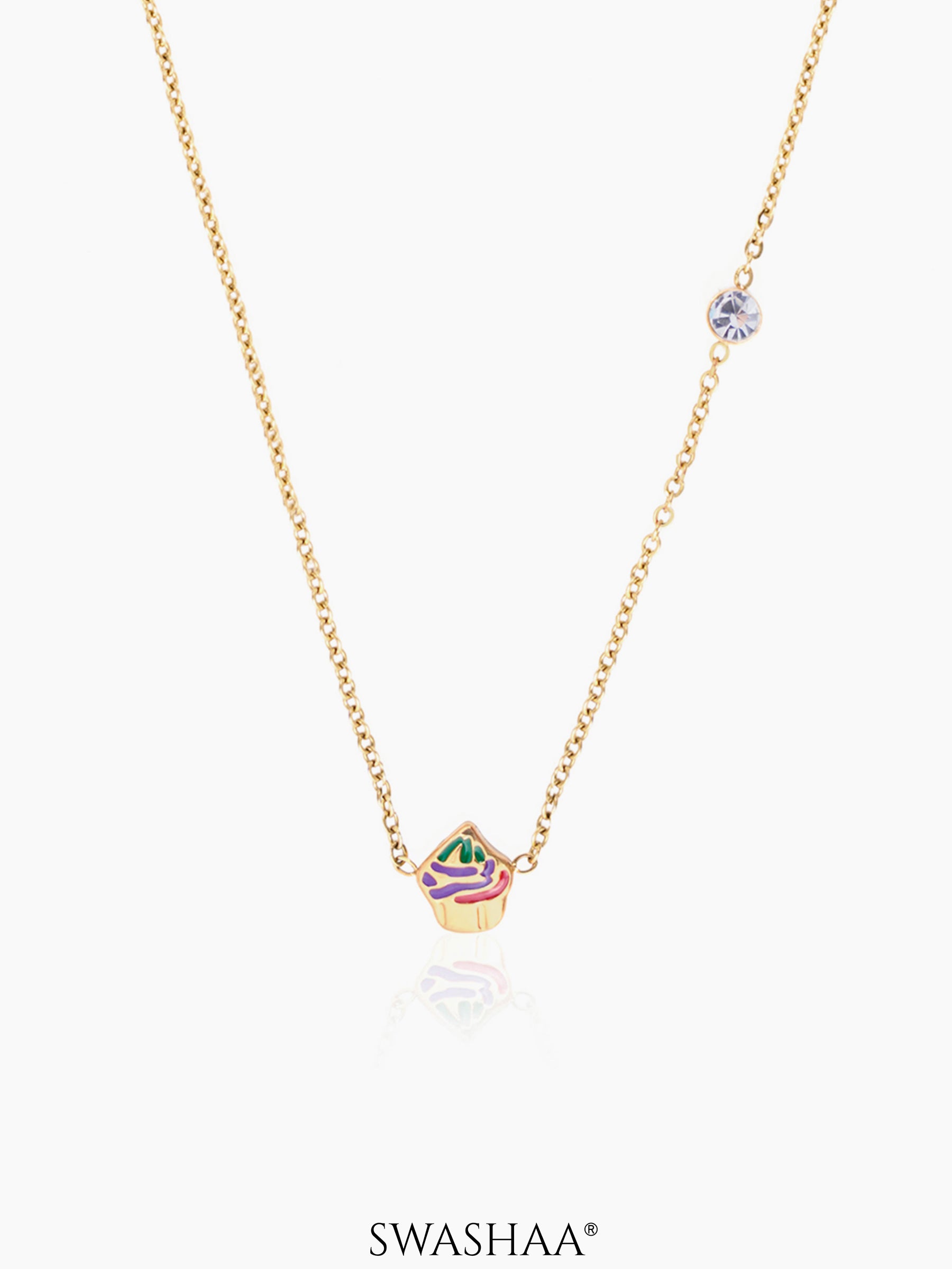 Cupcake Charm 18K Gold Plated Kid's Chain Pendant Necklace
