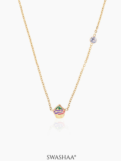 Cupcake Charm 18K Gold Plated Kid's Chain Pendant Necklace