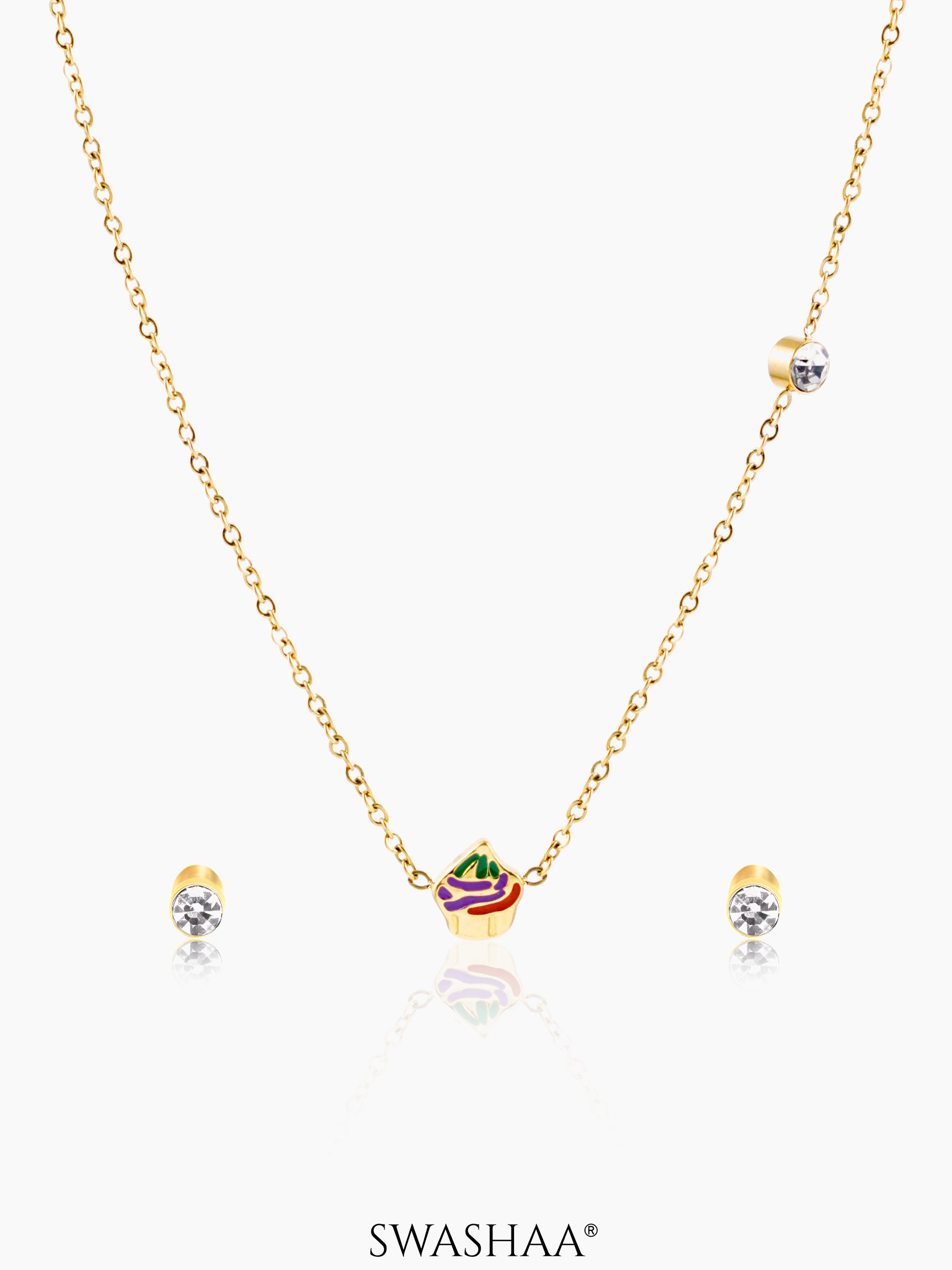 Cupcake Charm Kid's Jewelry Set Of 2 Necklace & Earrings