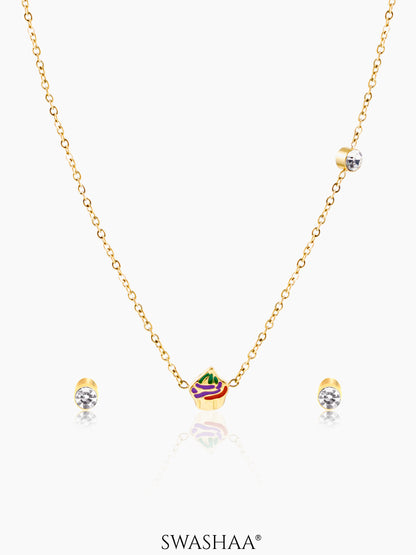 Cupcake Charm Kid's Jewelry Set Of 2 Necklace & Earrings
