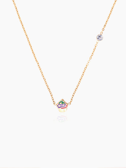 Cupcake Charm 18K Gold Plated Kid's Chain Pendant Necklace