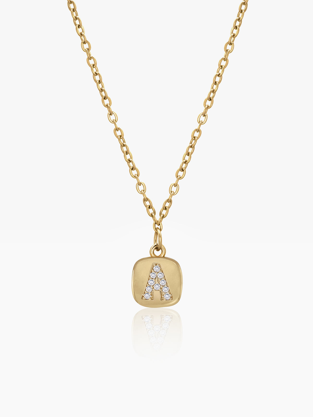 Customized Diamond Studded Initial 18K Gold Plated Letter - A Women's Chain Pendant Necklace