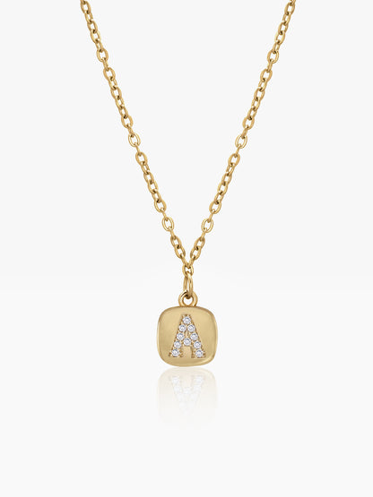 Customized Diamond Studded Initial 18K Gold Plated Letter - A Women's Chain Pendant Necklace