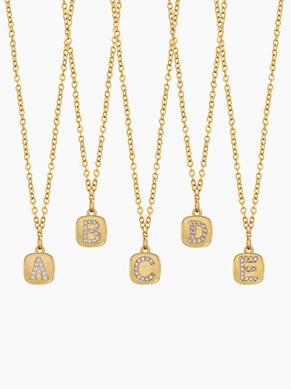 Customized Diamond Studded Initial 18K Gold Plated Letter - A Women's Chain Pendant Necklace