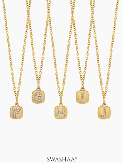 Customized Diamond Studded Initial Necklace