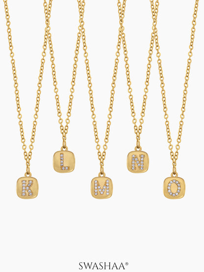Customized Diamond Studded Initial Necklace