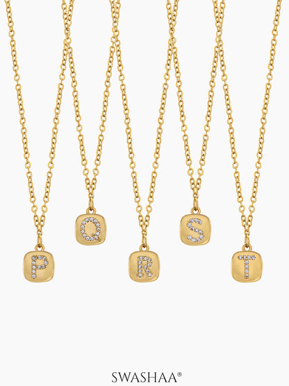 Customized Diamond Studded Initial Necklace