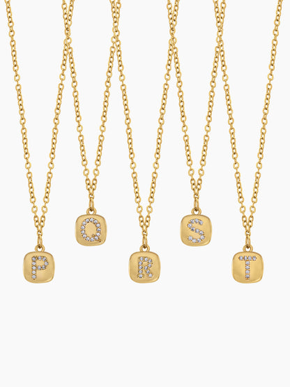 Customized Diamond Studded Initial 18K Gold Plated Letter - A Women's Chain Pendant Necklace