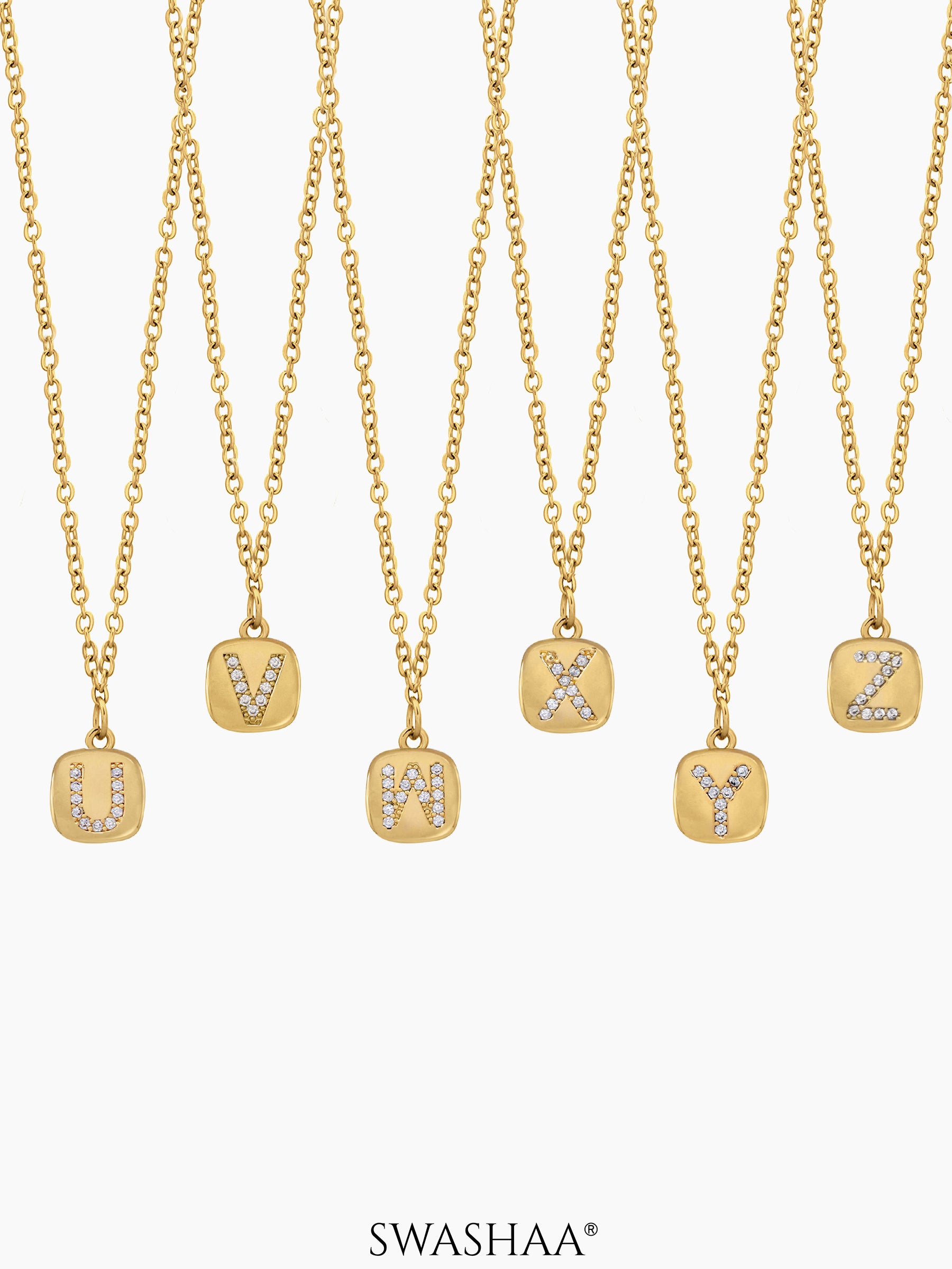 Customized Diamond Studded Initial Necklace