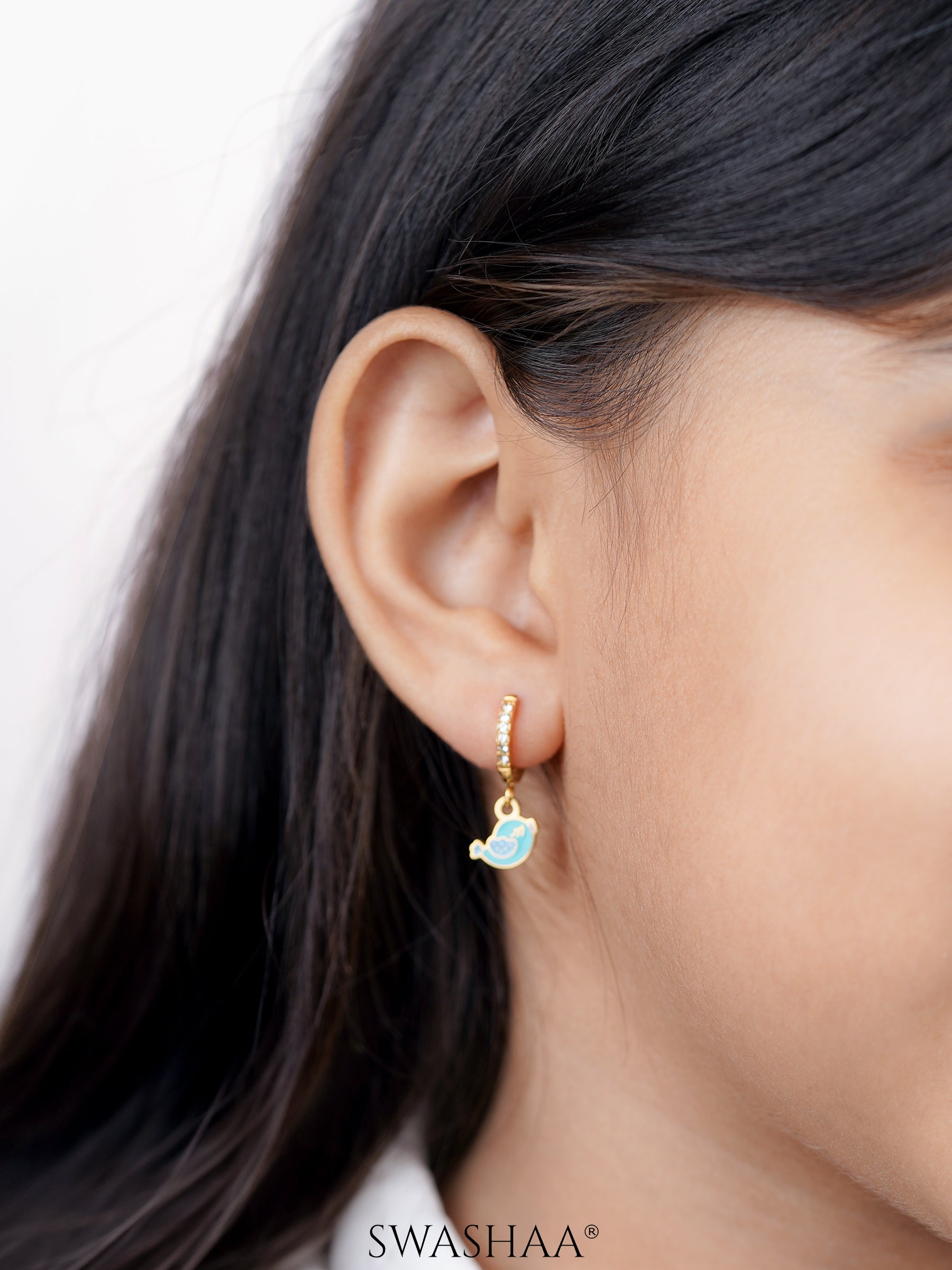 Cute Bird 18K Gold Plated Kid's Hoop Earrings