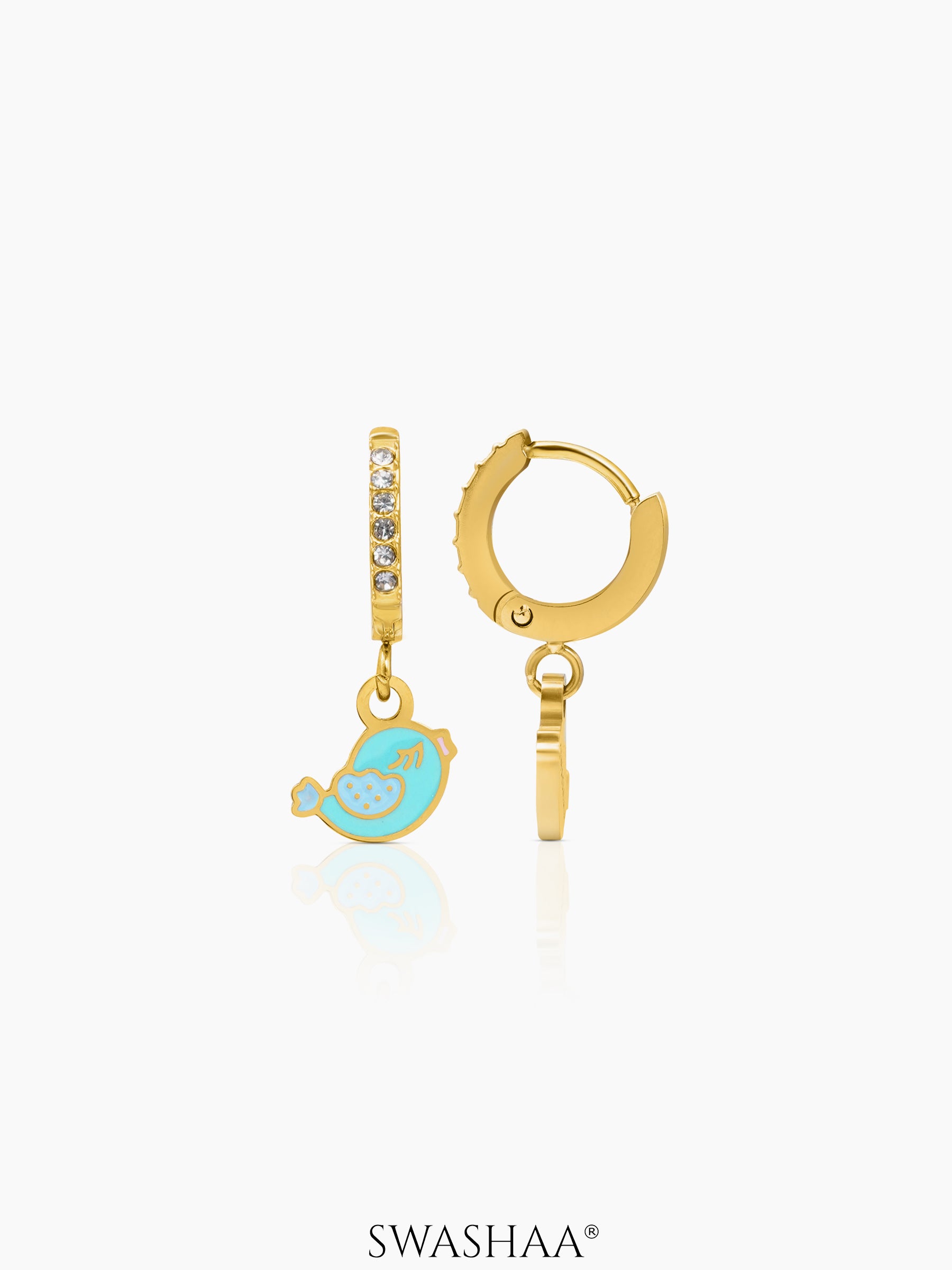 Cute Bird 18K Gold Plated Kid's Hoop Earrings