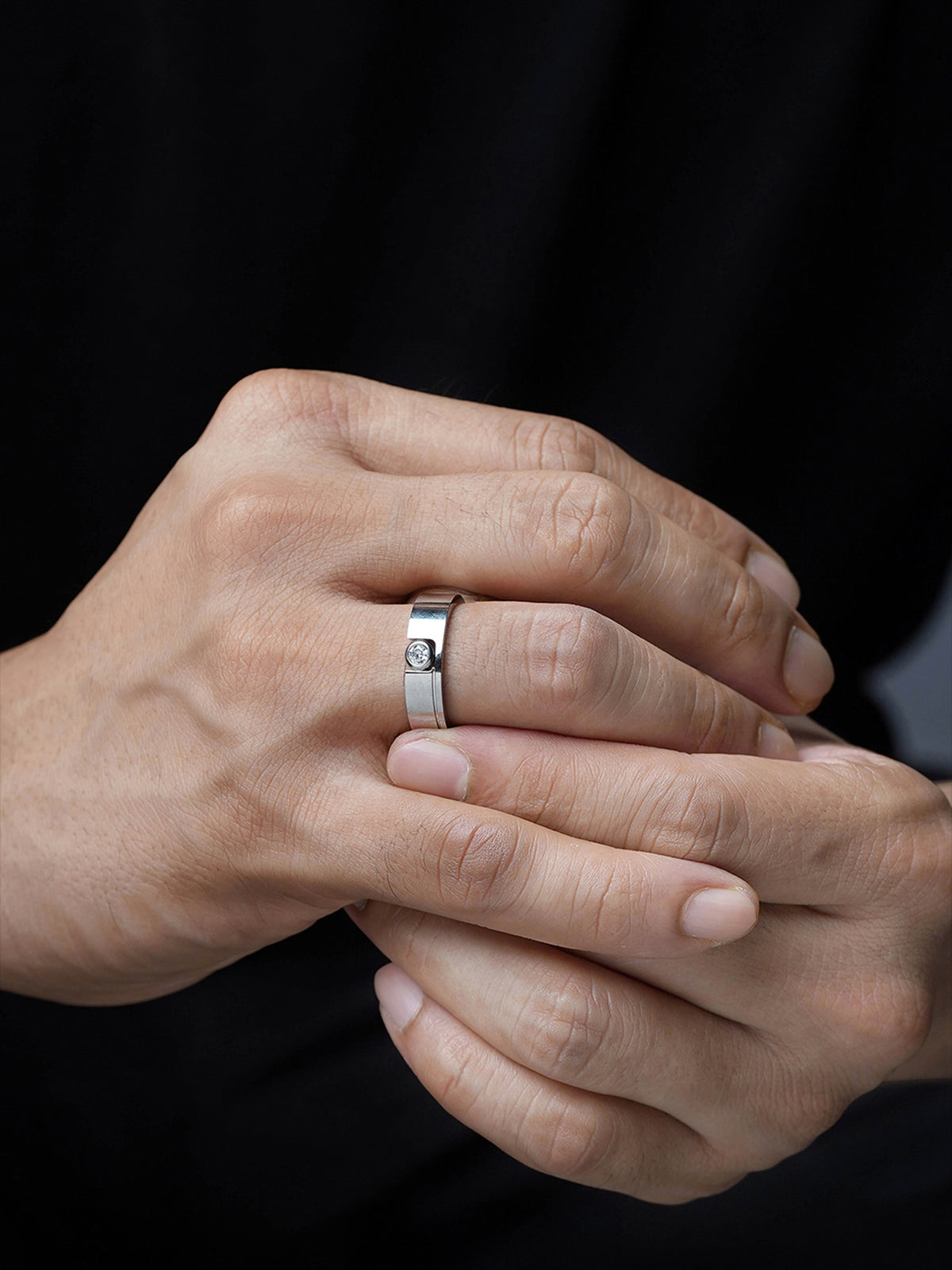 Cyro Diamond Silver Men's Ring