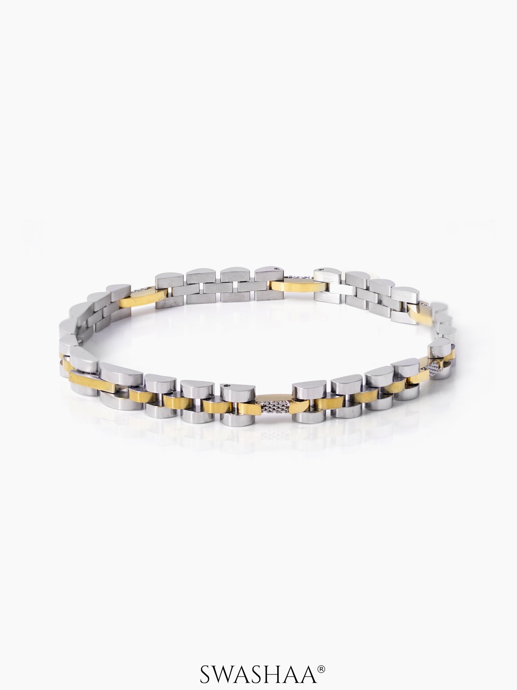 Cyrus Steel Link Silver Men's Watch Belt Bracelet