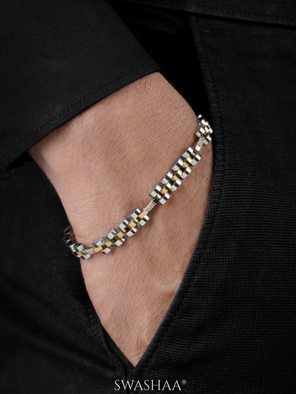 Cyrus Steel Link Silver Men's Watch Belt Bracelet