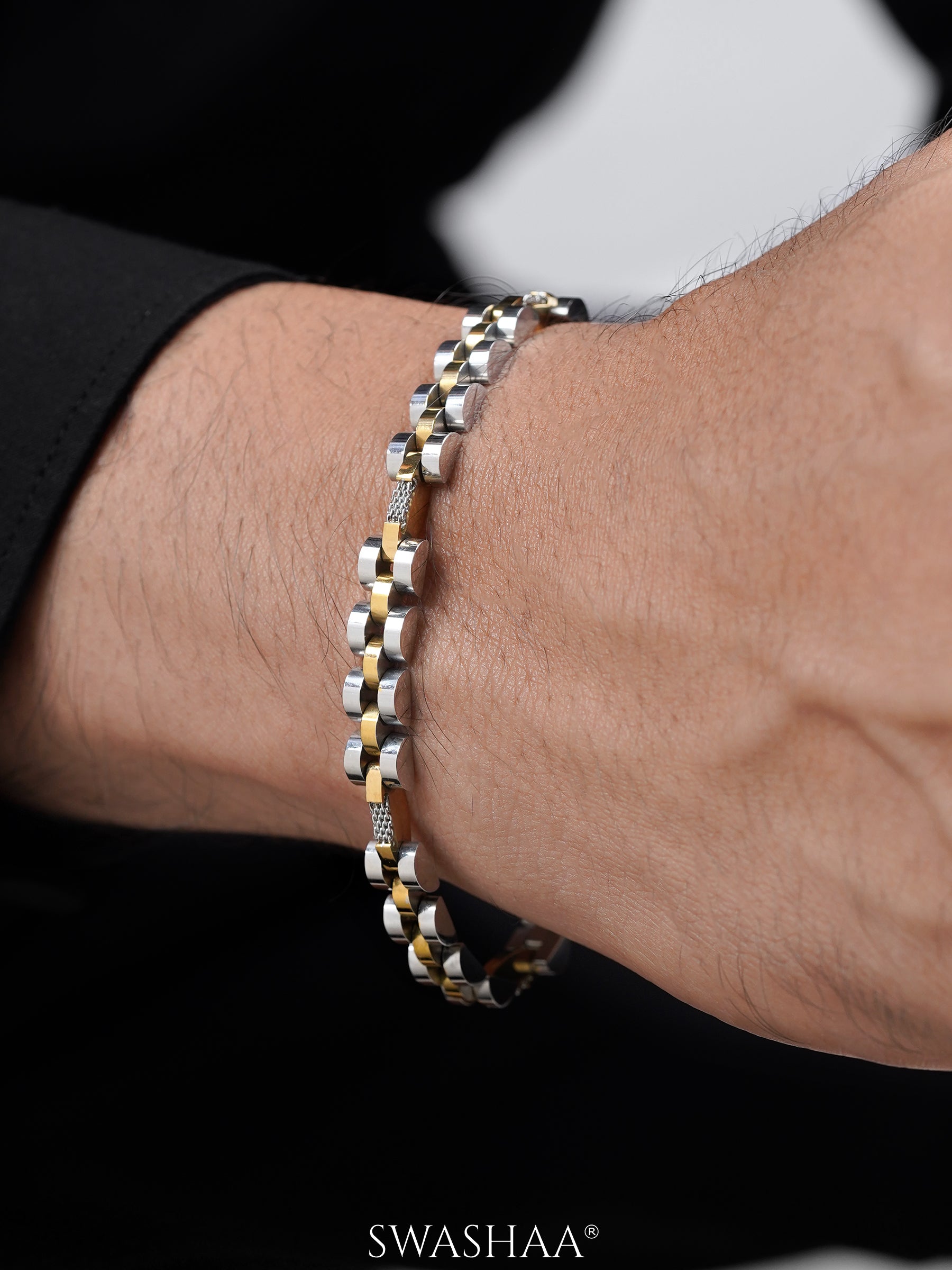 Cyrus Steel Link Silver Men's Watch Belt Bracelet