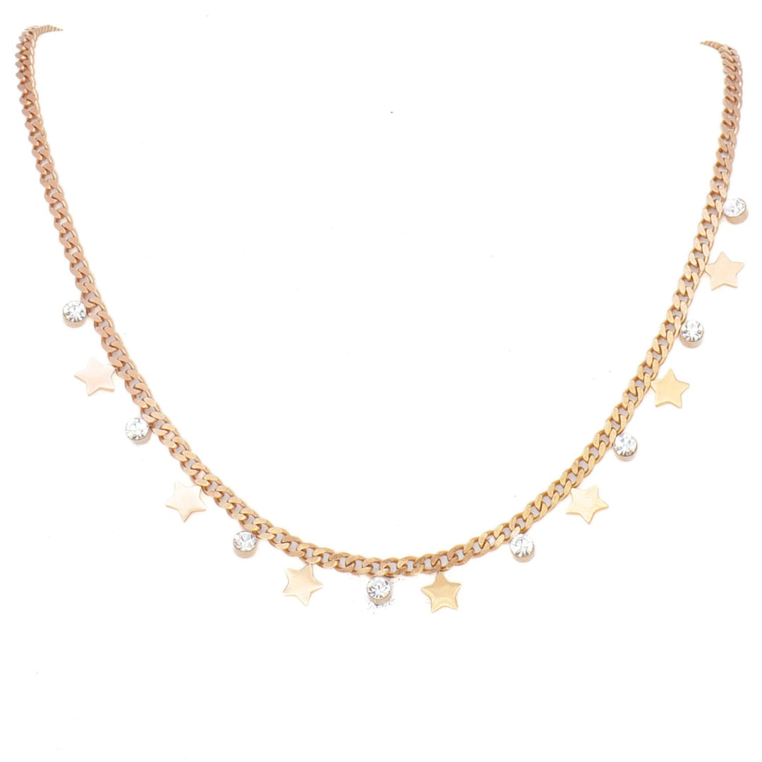 Diamond Star Rosegold Plated Necklace