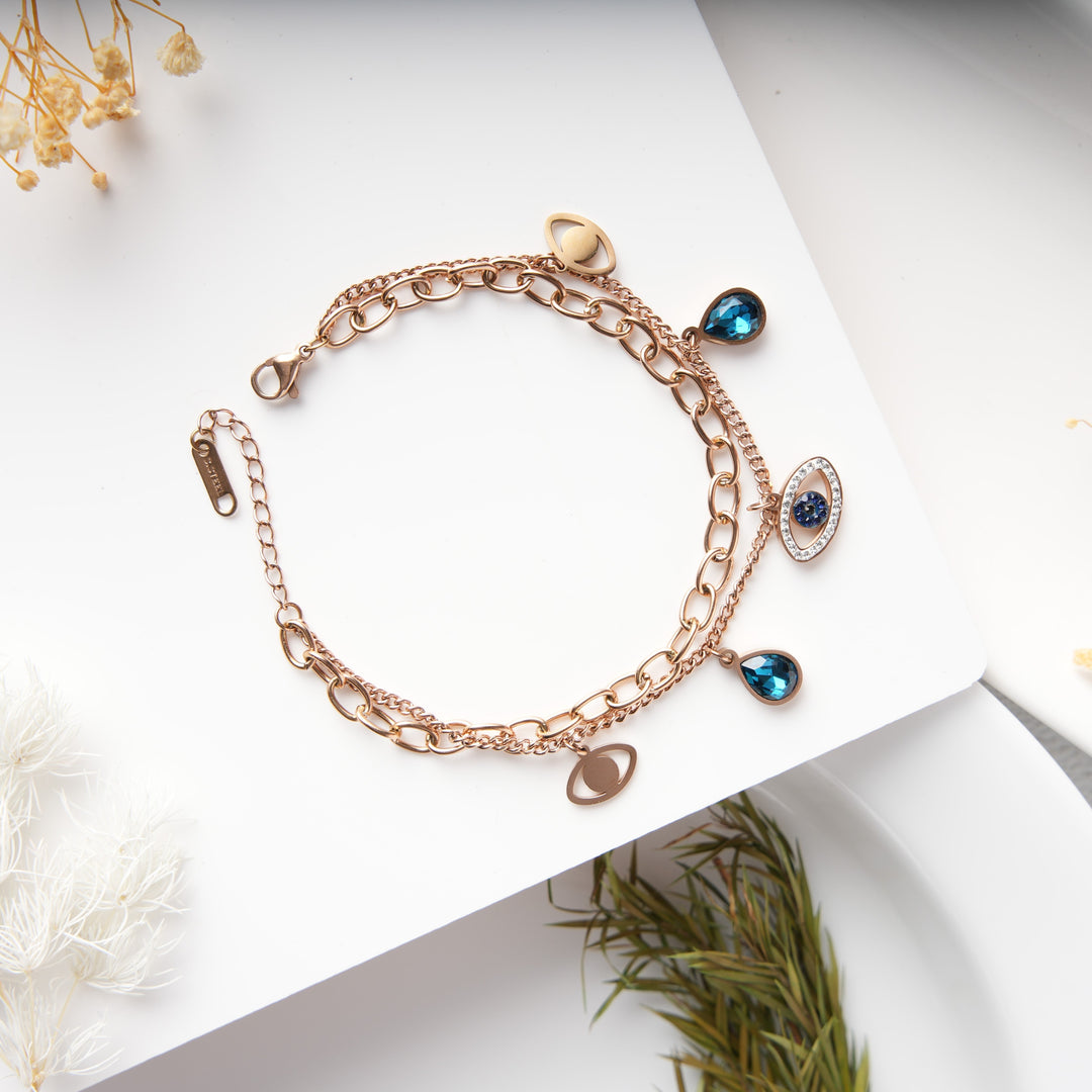 Gracie Evil Eye Rosegold Plated Bracelet