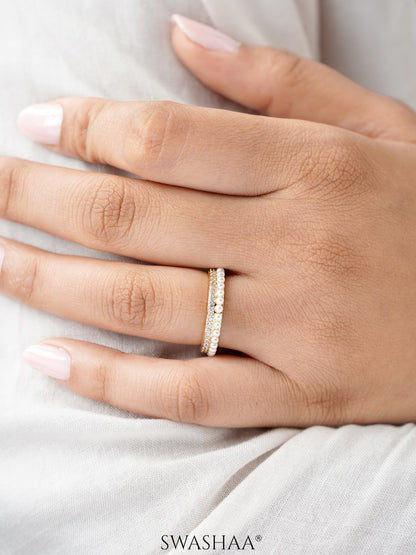 Daarsha White Tiny Sparkling Pearls 14K Gold Plated Ring