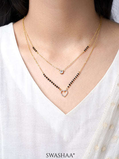 Daiva Double Layered Heart Diamond 18K Gold Plated Mangalsutra