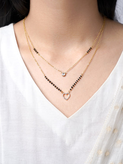 Daiva Double Layered Heart Diamond 18K Gold Plated Mangalsutra