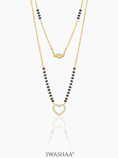 Daiva Double Layered Heart Diamond 18K Gold Plated Mangalsutra