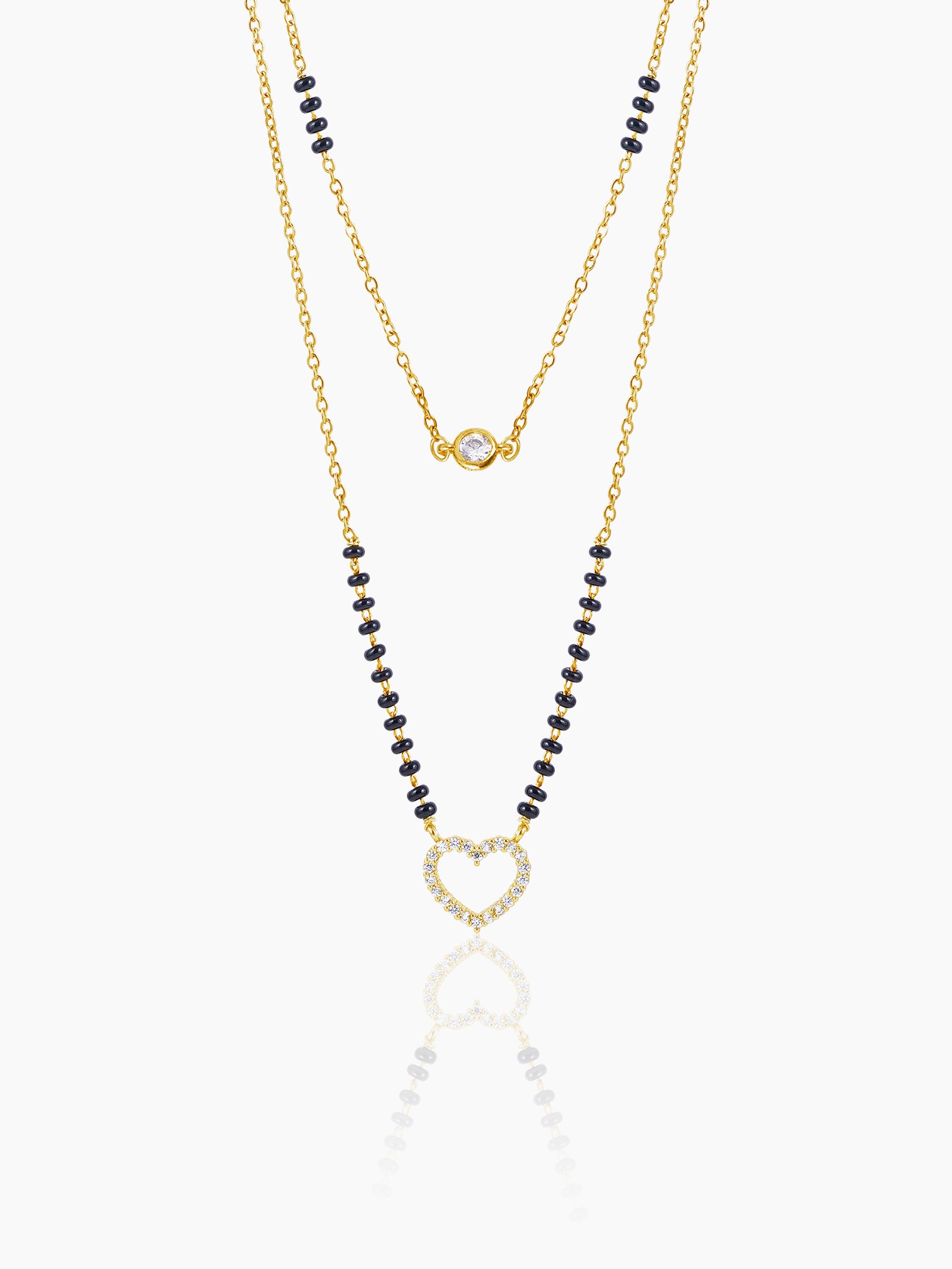Daiva Double Layered Heart Diamond 18K Gold Plated Mangalsutra