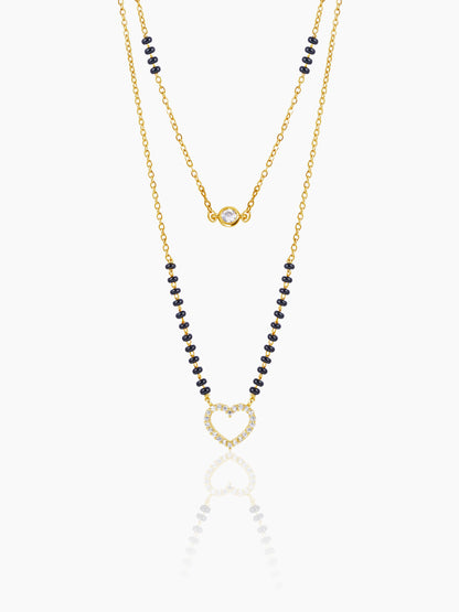 Daiva Double Layered Heart Diamond 18K Gold Plated Mangalsutra