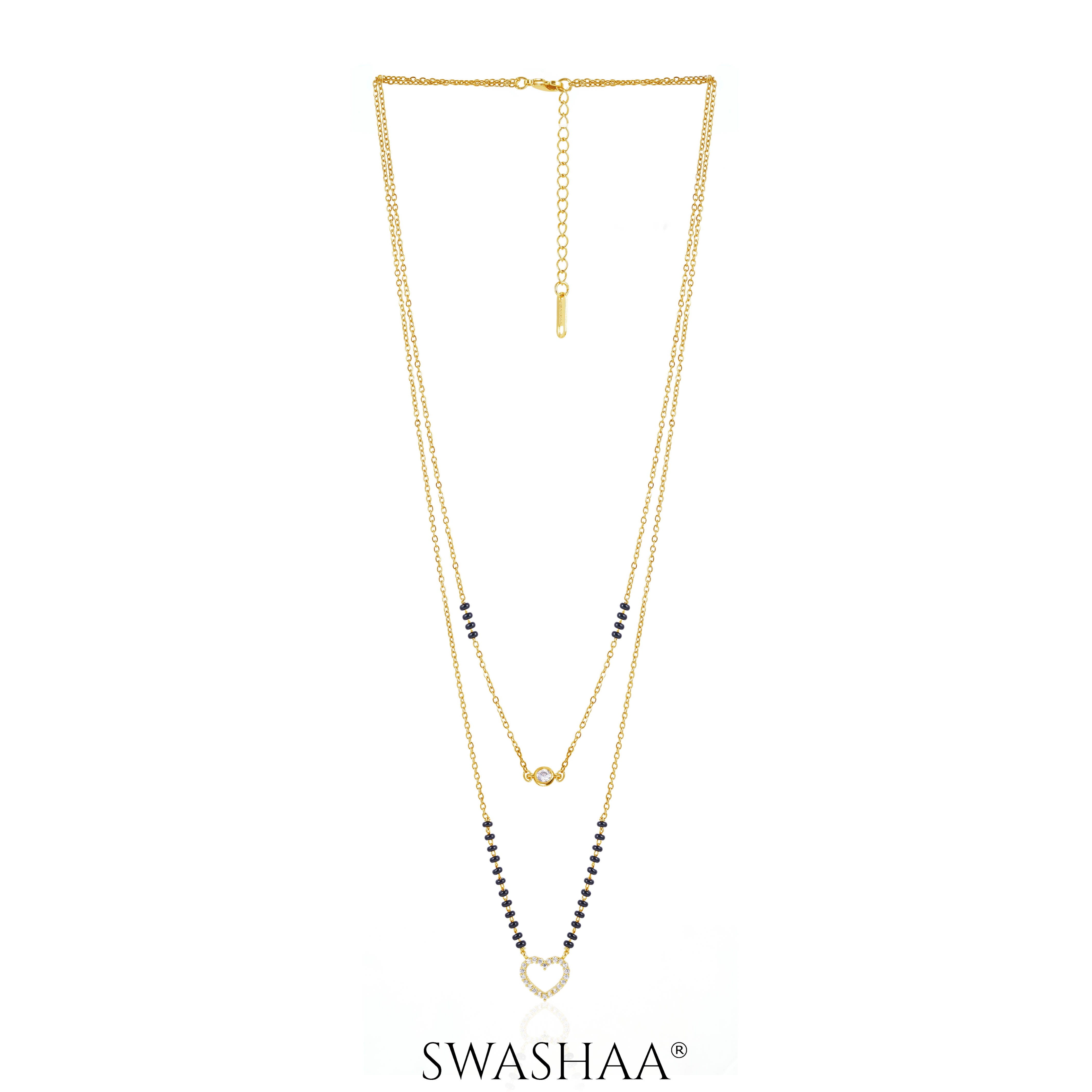 Daiva Double Layered Heart 18K Gold Plated Mangalsutra