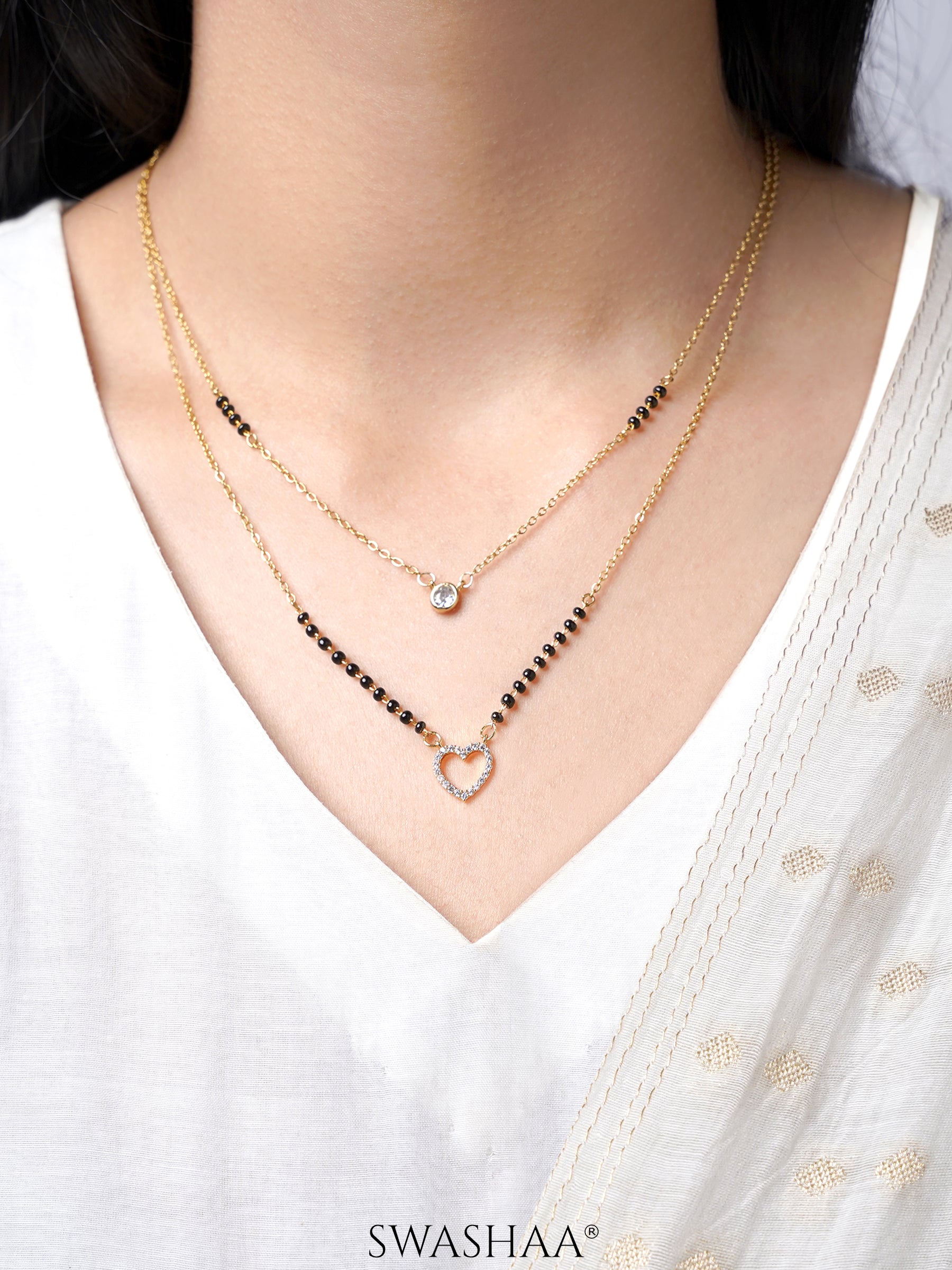 Daiva Double Layered Heart 18K Gold Plated Mangalsutra