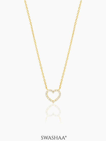 Lioren Crystal Diamond Solitaire Heart 18K Gold Plated Women's Chain Pendant Necklace