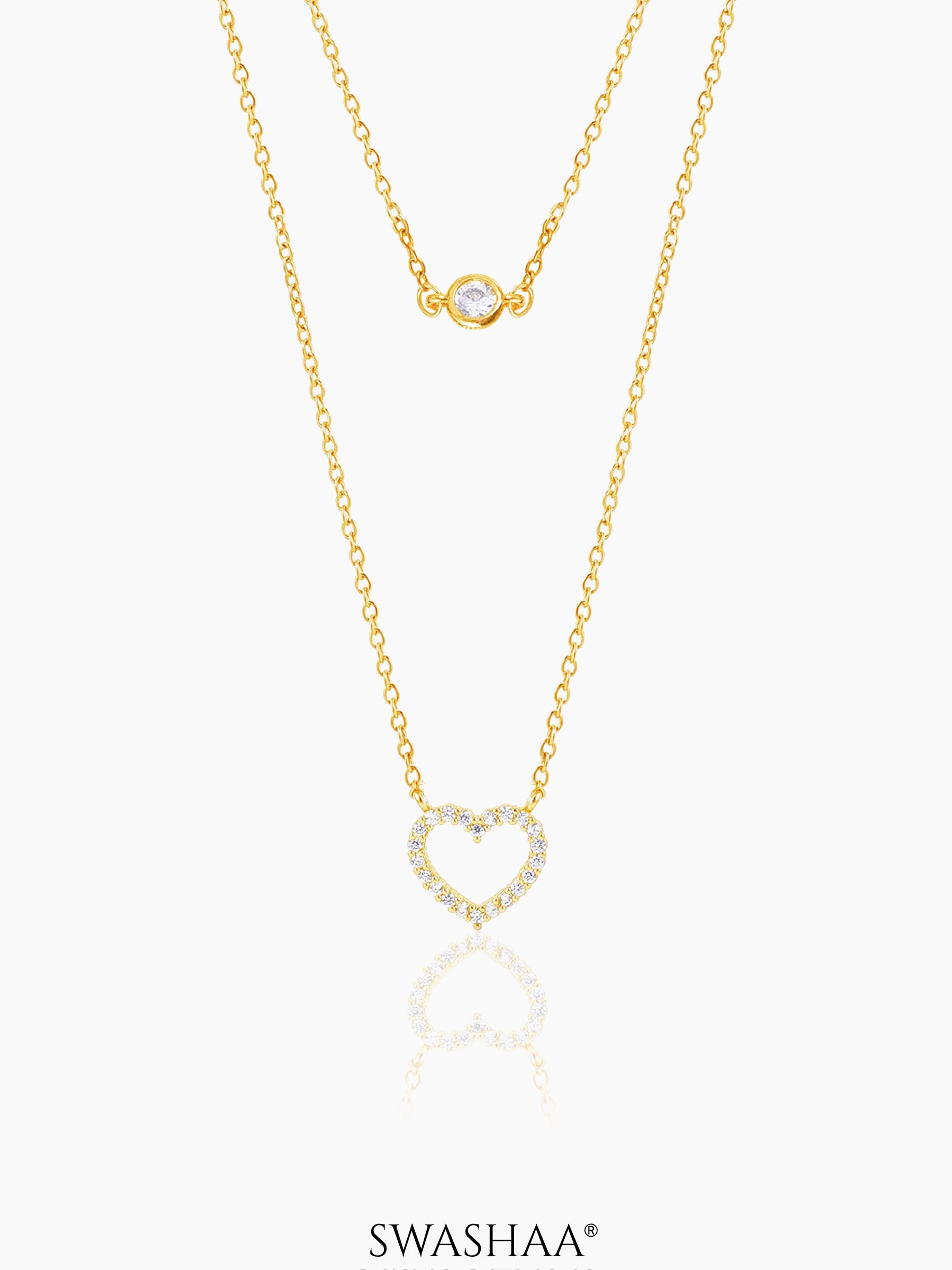 Daiva Double Layered Heart 18K Gold Plated Necklace