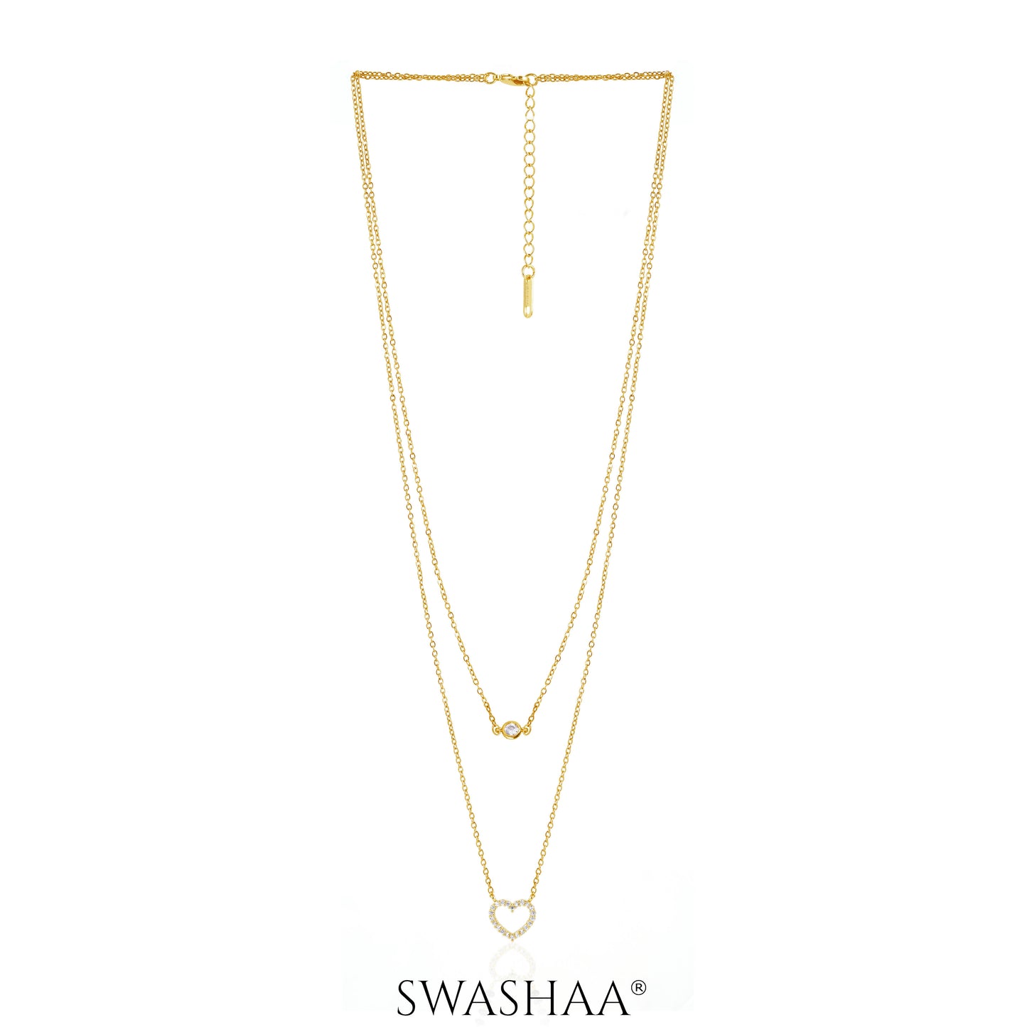 Daiva Double Layered Heart 18K Gold Plated Necklace