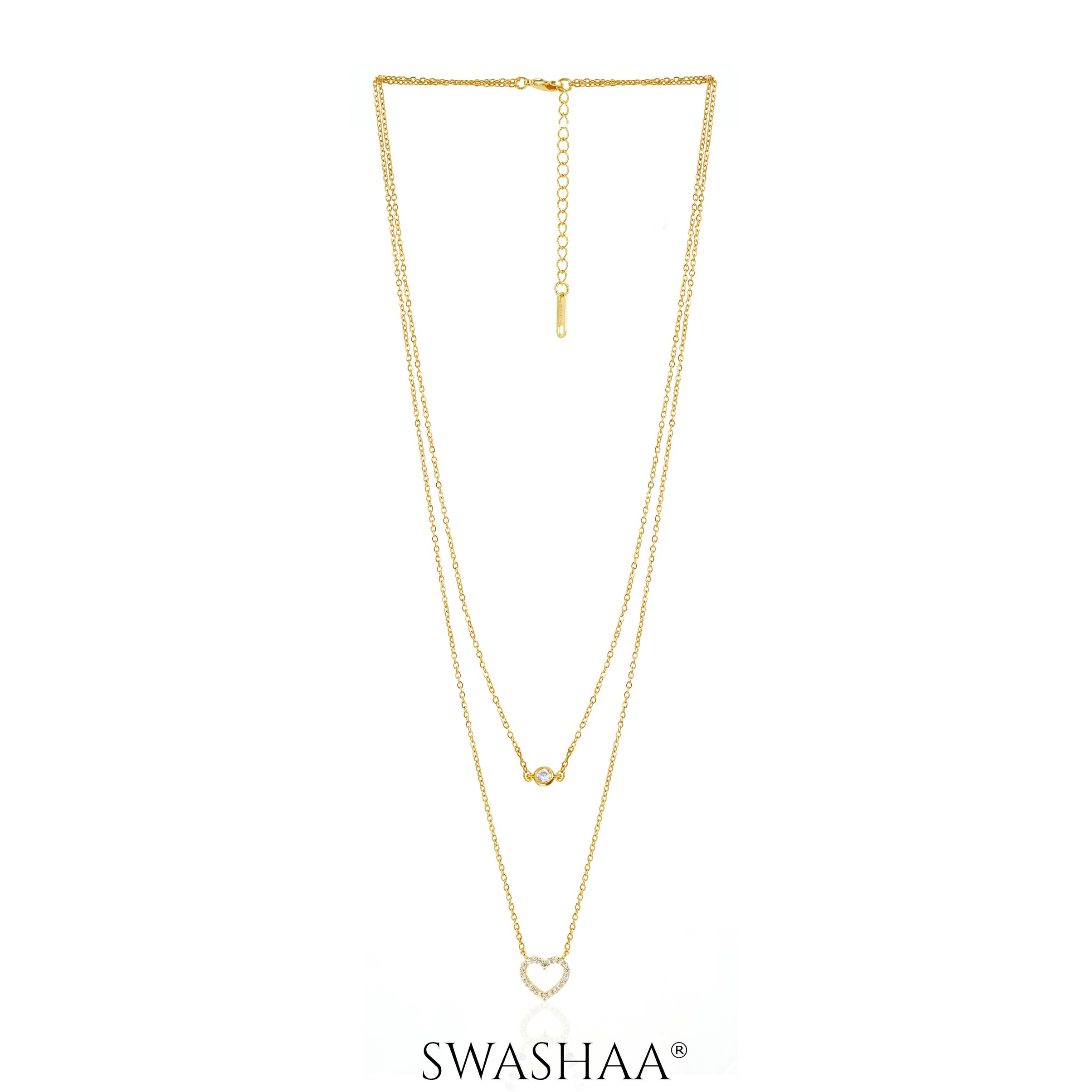 Daiva Double Layered Heart 18K Gold Plated Necklace