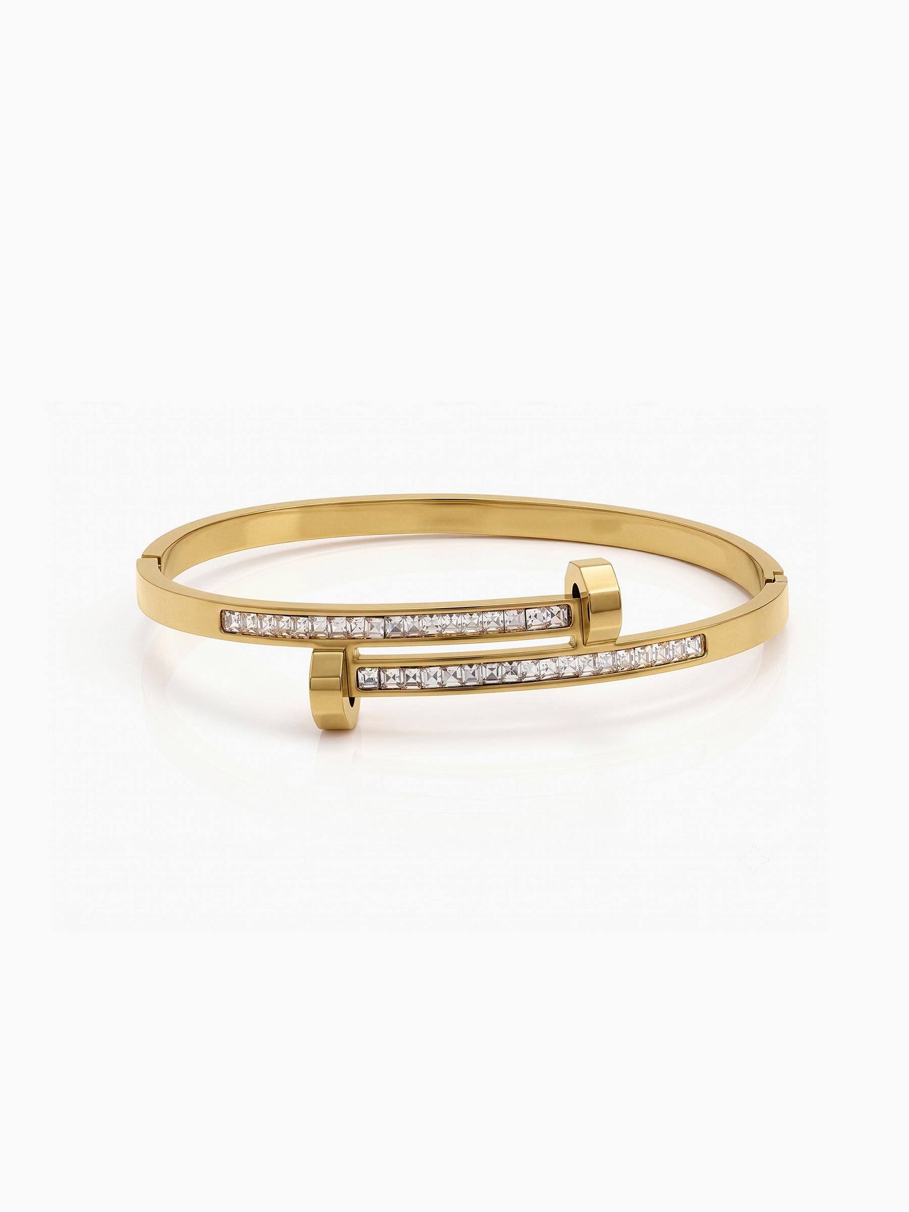 Damaris Diamond Nail 18K Gold Plated Women's Solid Band Bracelet