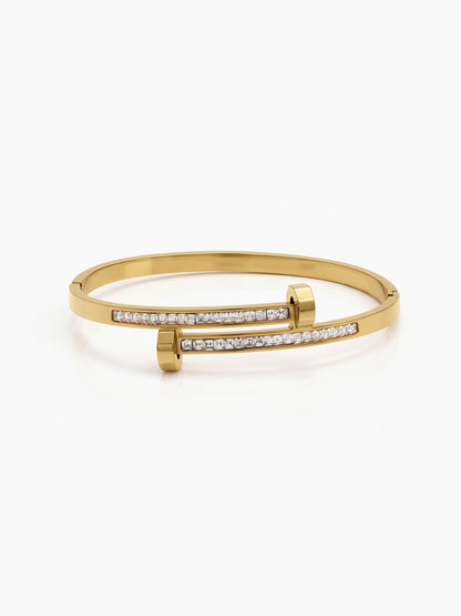 Damaris Diamond Nail 18K Gold Plated Women's Solid Band Bracelet