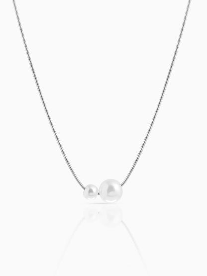 Daren Twin Pearl Drop Men's Silver Chain Pendant