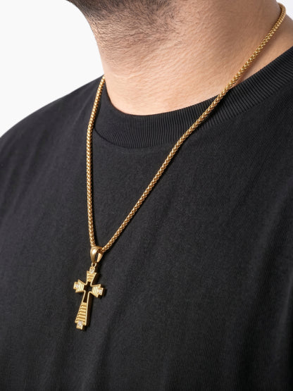 Darev Cross 18K Gold Plated Men's Chain Pendant