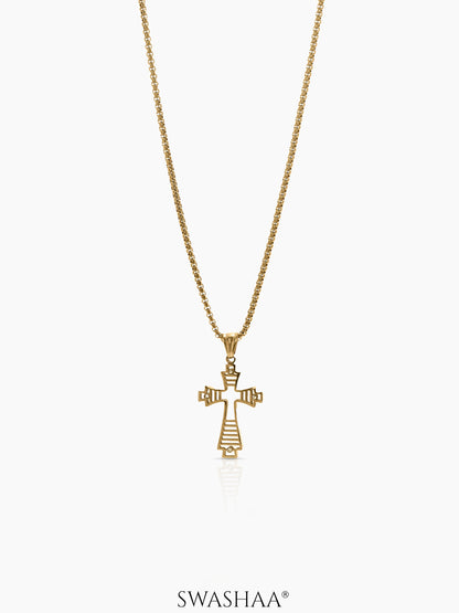 Darev Cross 18K Gold Plated Men's Chain Pendant