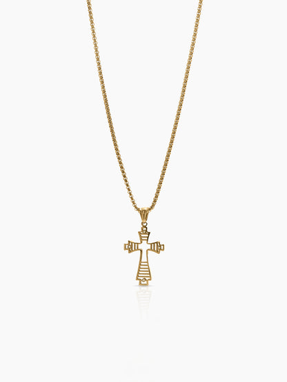 Darev Cross 18K Gold Plated Men's Chain Pendant