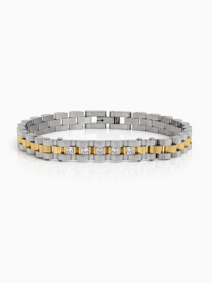 Darik Diamond Link Silver - 18K Gold Plated Dual Tone Men's Loose Bracelet