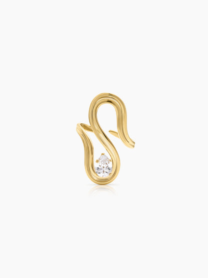 Darika Curve Solitaire 18K Gold Plated Women's Ring