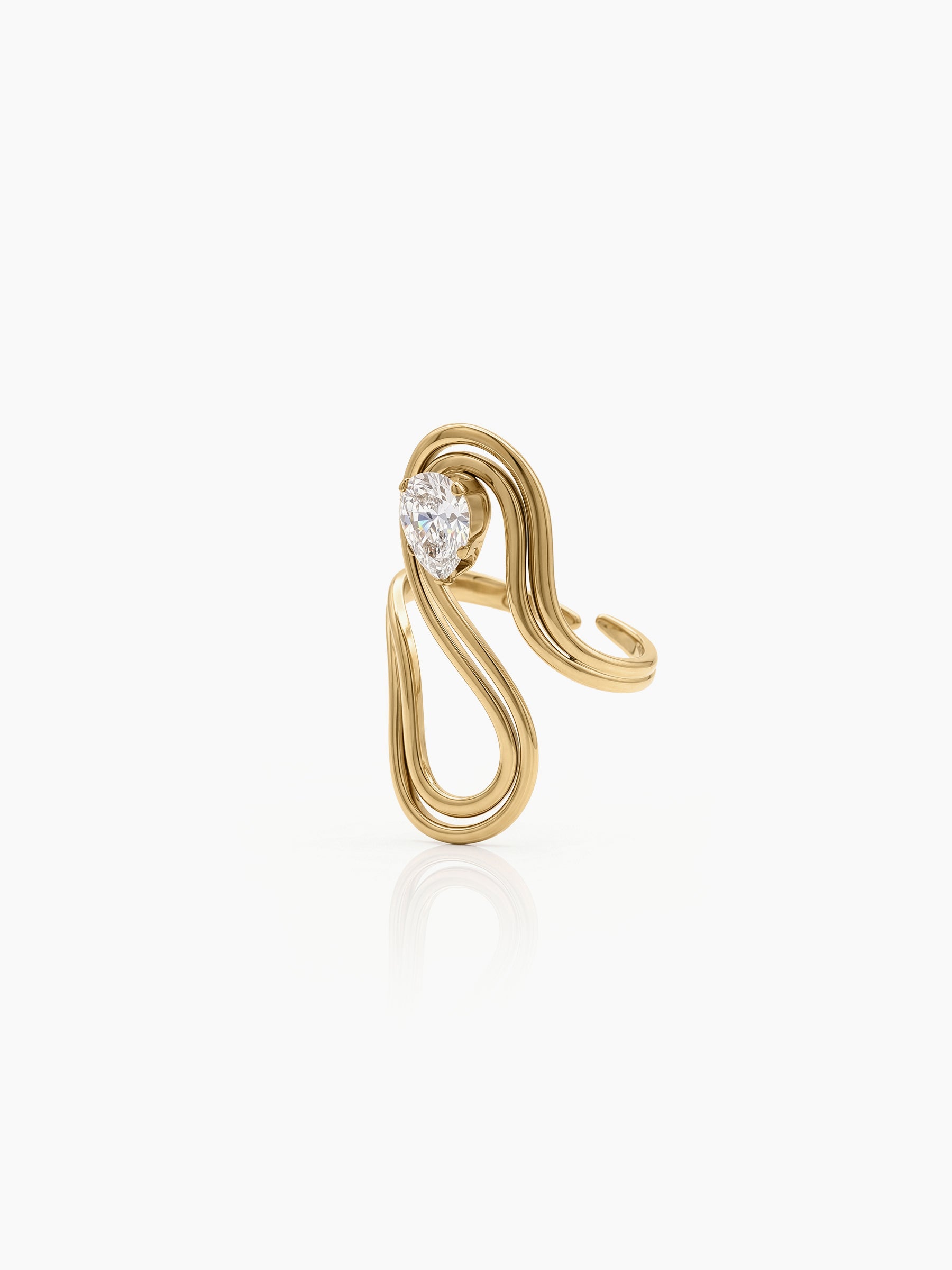 Darika Curve Solitaire 18K Gold Plated Women's Ring
