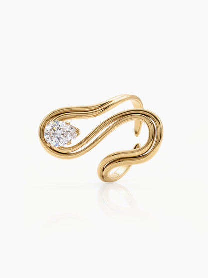 Darika Curve Solitaire 18K Gold Plated Women's Ring