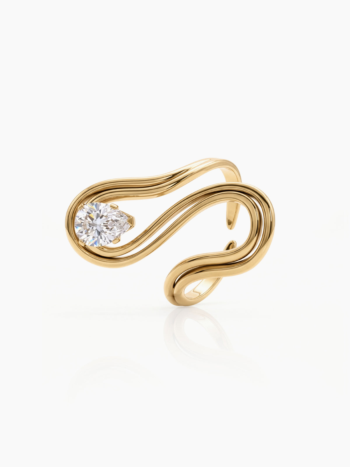 Darika Curve Solitaire 18K Gold Plated Women's Ring