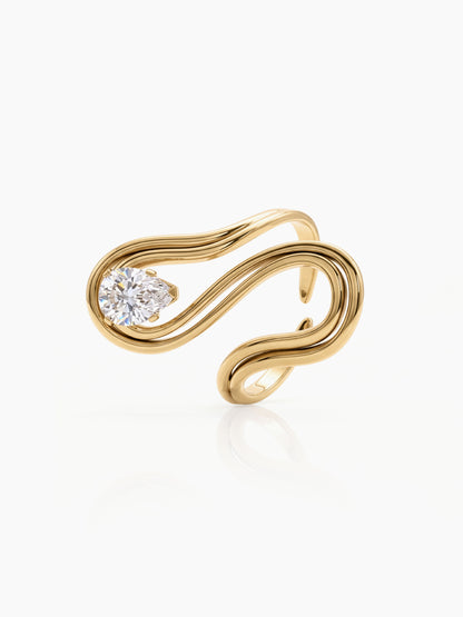 Darika Curve Solitaire 18K Gold Plated Women's Ring