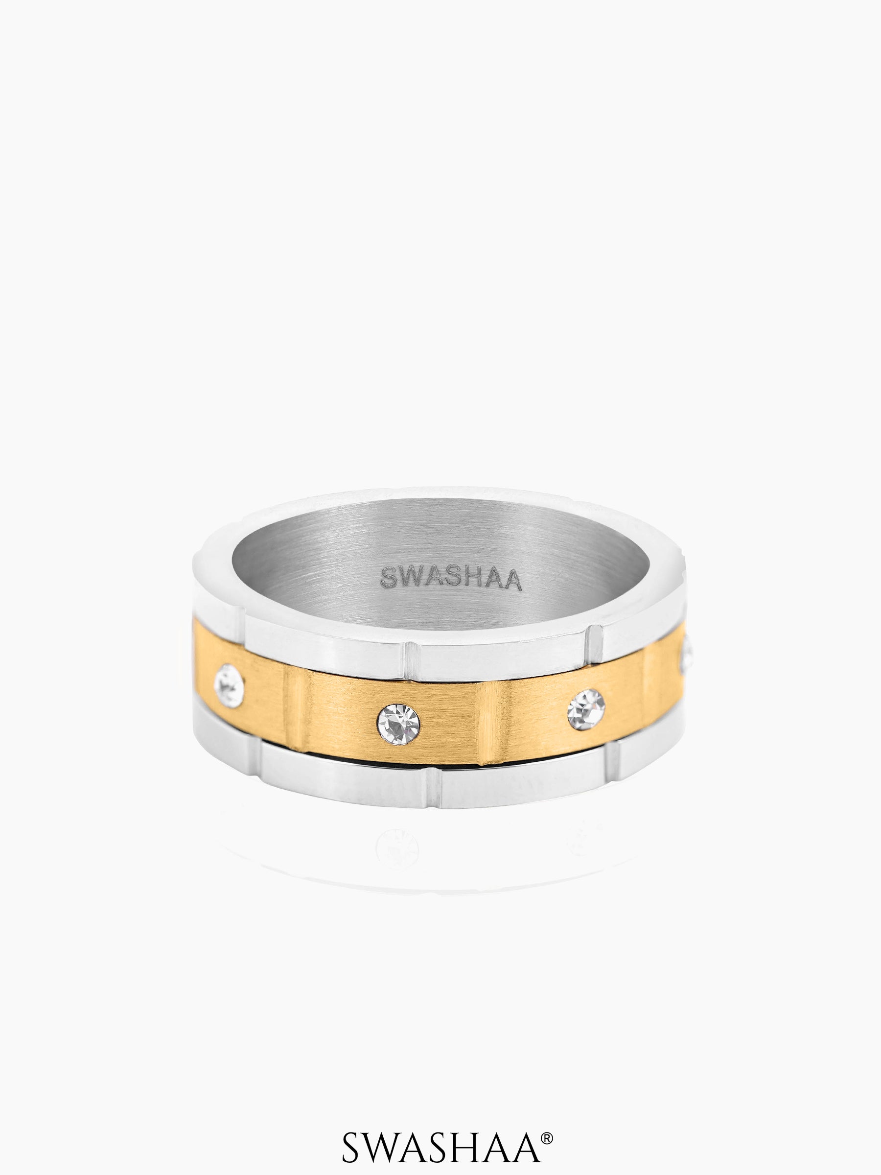 Daris Dual Tone Crystal Band Men's Ring