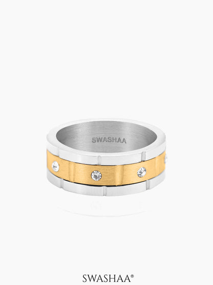 Daris Dual Tone Crystal Band Men's Ring