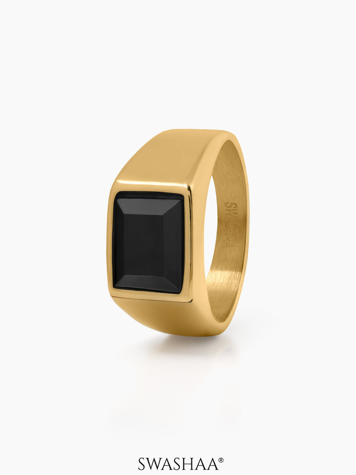 Daro Black Stone Signet Men's Ring