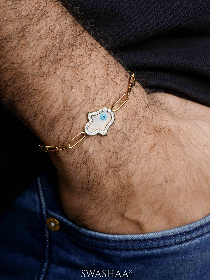 Darsh Hamsa 18K Gold Plated Men's Bracelet